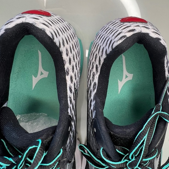 Mizuno Running Shoes Wave Rider 18 - X10 - U4ic Black/Silver/Teal Size 9 Women - Picture 11 of 16